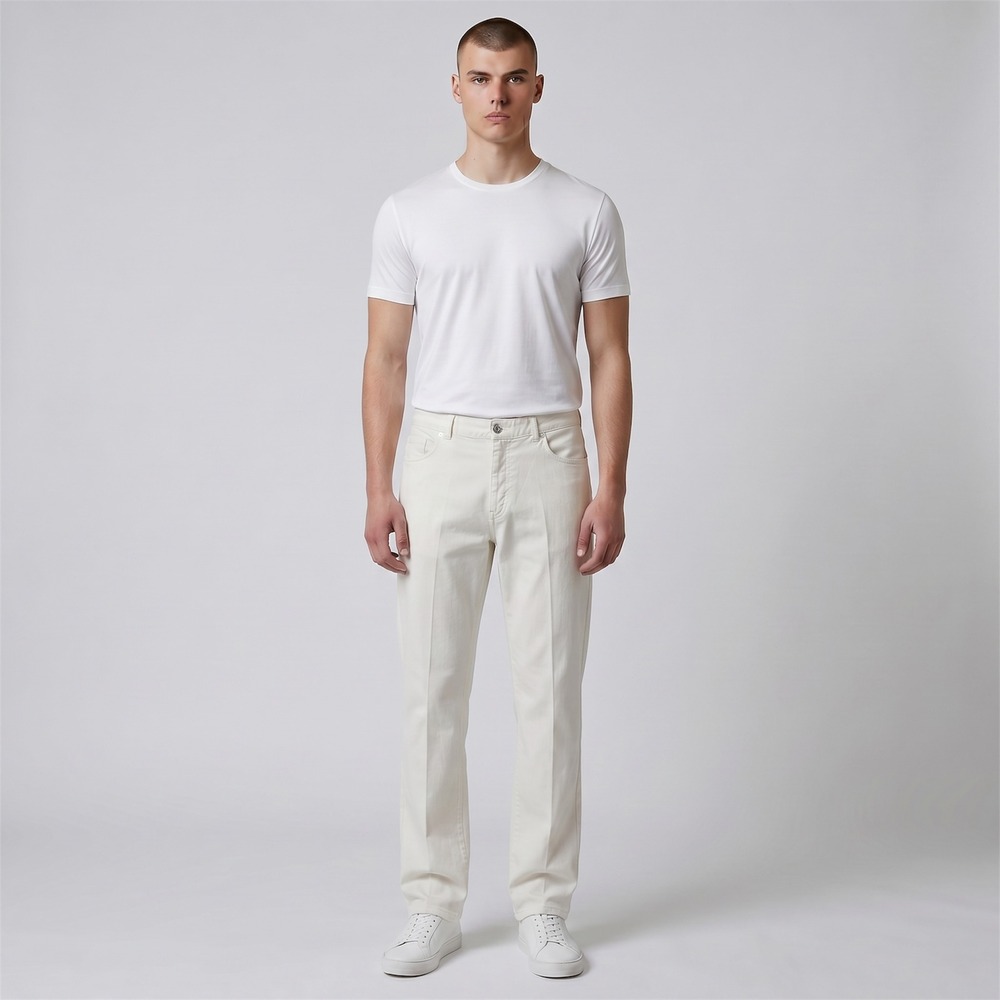 Brioni Marmolada Mens Jeans 38/33 Ecru White Cotton Stretch Denim Italy Luxury